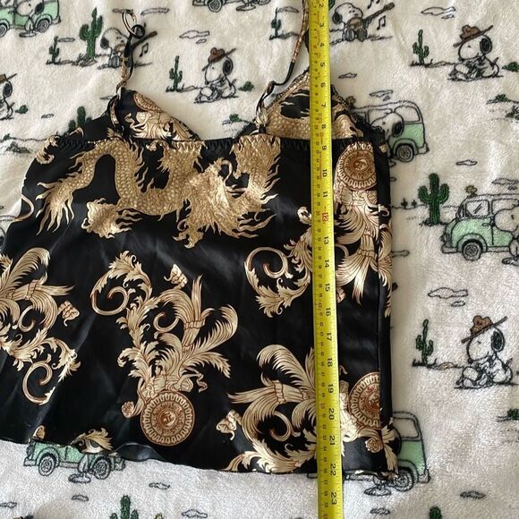 Black gold luxe silky satin soft summer pj camisole and short set size small - Picture 5 of 16